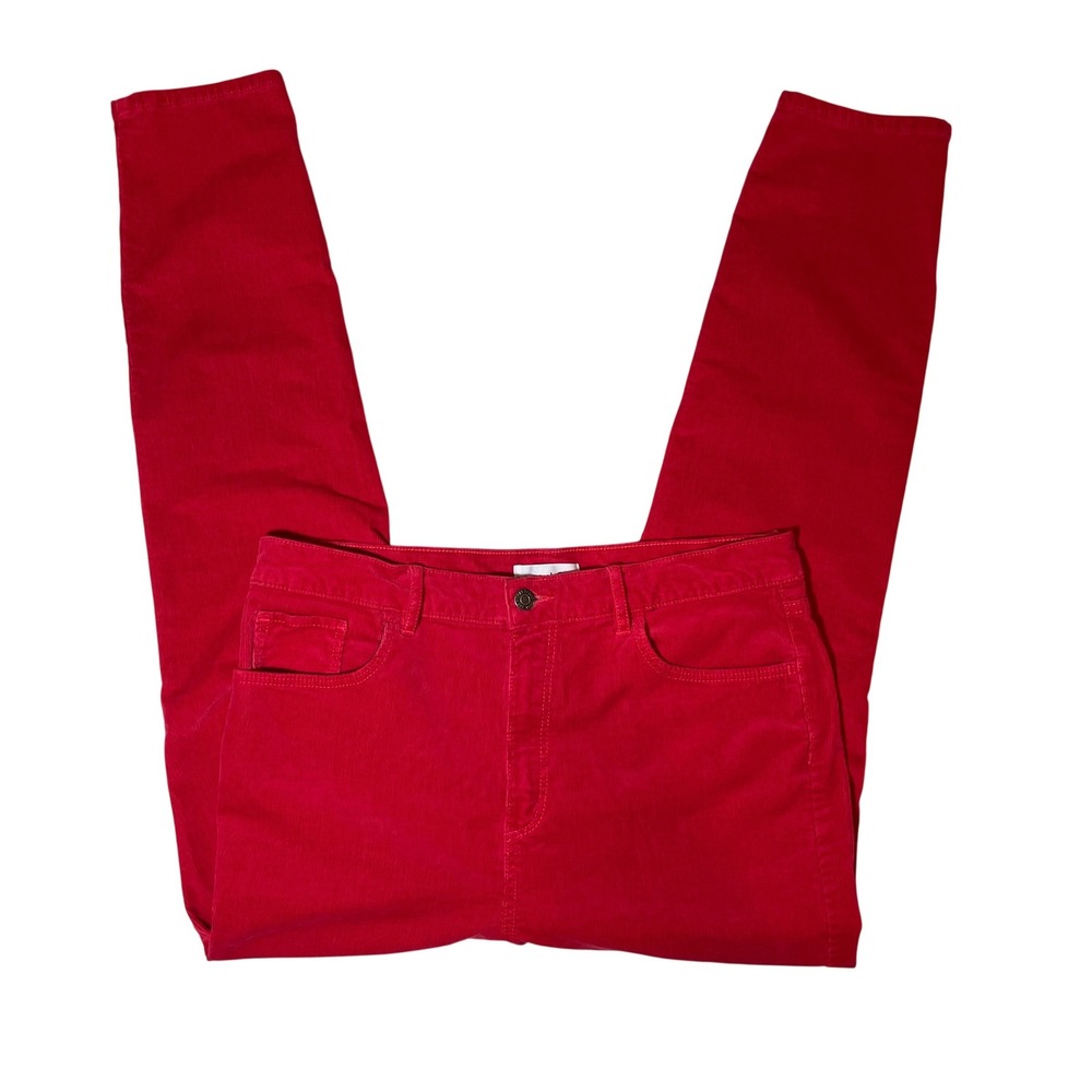LOFT Red Corduroy High Waist Fine‎ Wale CorduroyPants Womens Size 31 12 Casual